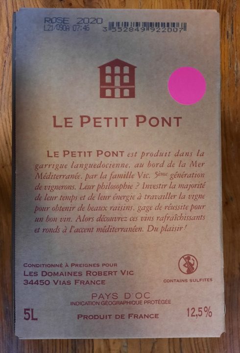 BIB Petit pont rosé - Pays d'Oc - Preignes le vieux -